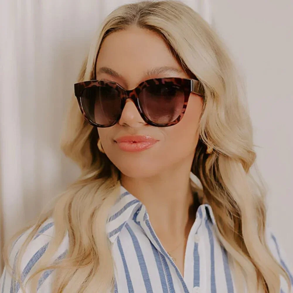 Freyrs Jane Cat Eye Sunglasses Semi Oversized Tortoise Trendy Gradient Lens.
